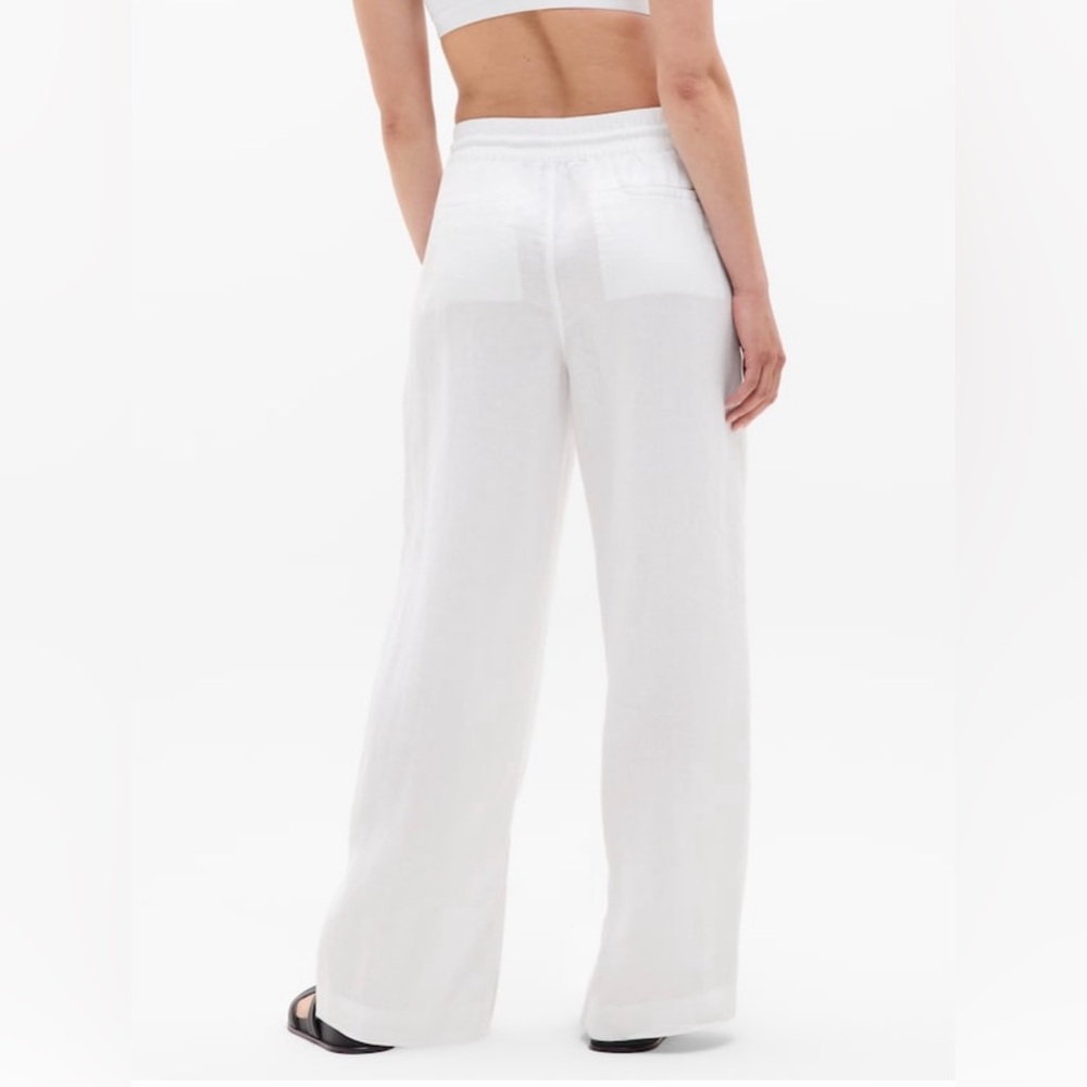 NWT-Athleta White Retreat Linen Wide Leg Pant, Medium - Picture 2 of 10